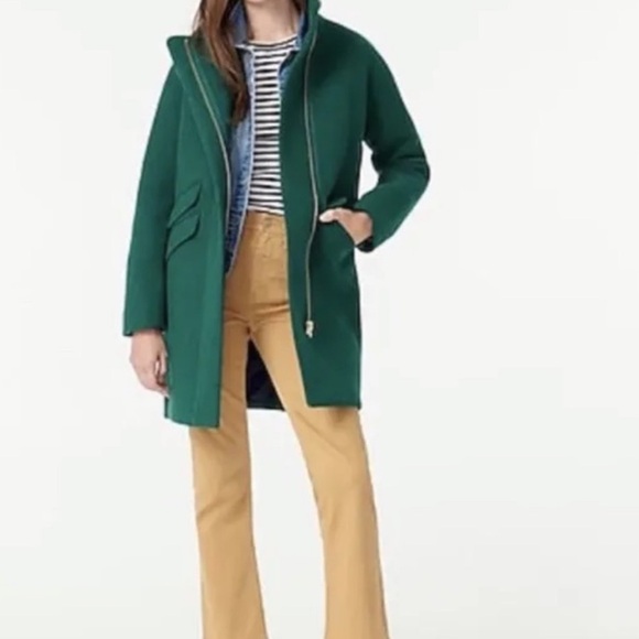 J.Crew Cocoon Coat Italian Stadium-Cloth Wool Heather Forest - Picture 1 of 9